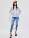Moodo Бяло-синя дамска раирана риза Moodo