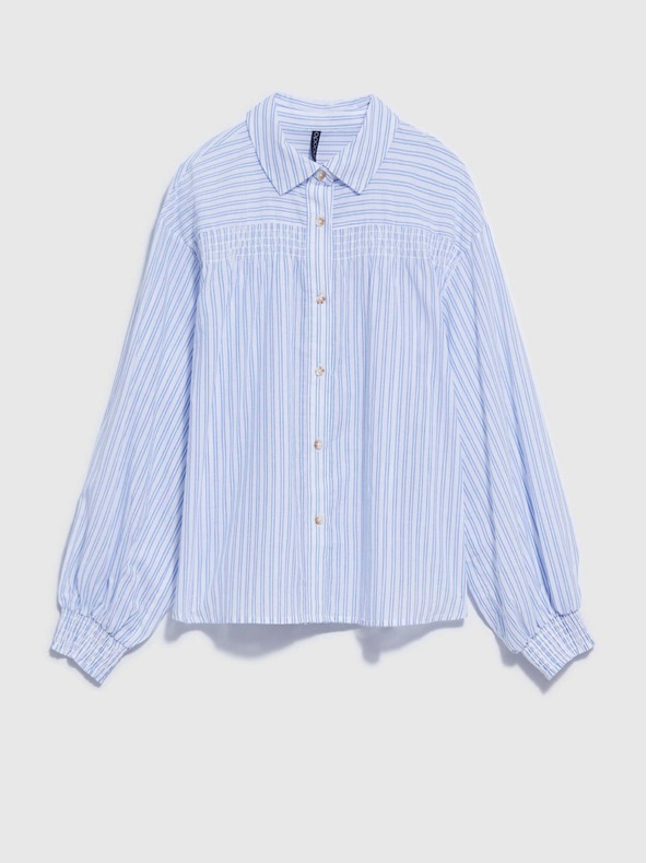 Moodo Бяло-синя дамска раирана риза Moodo