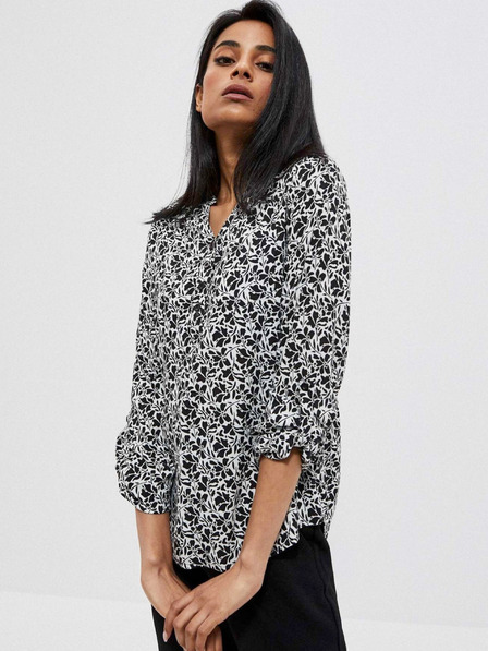 Moodo Бяло-черна дамска риза на цветя Moodo