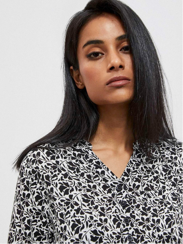 Moodo Бяло-черна дамска риза на цветя Moodo