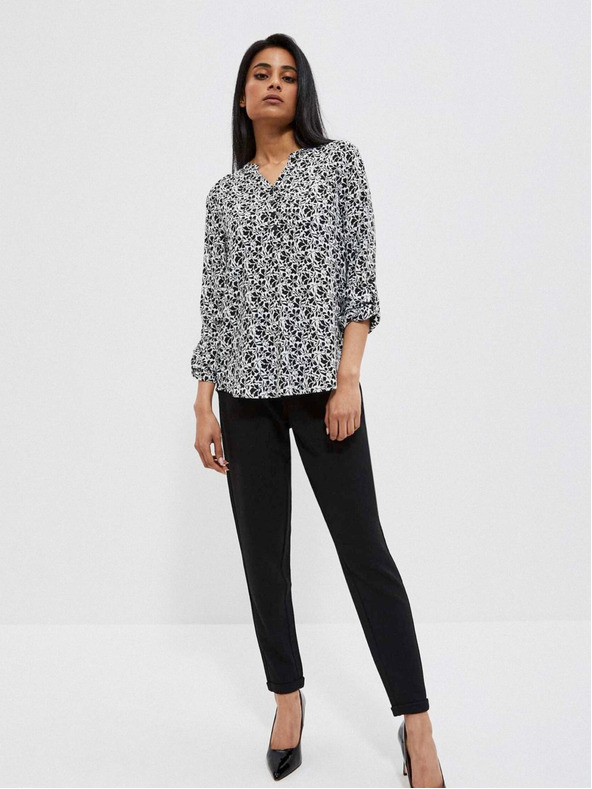 Moodo Бяло-черна дамска риза на цветя Moodo