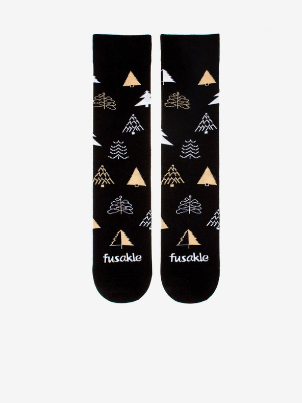Fusakle Черни дамски чорапи с шарки Fusakle Trees in Winter