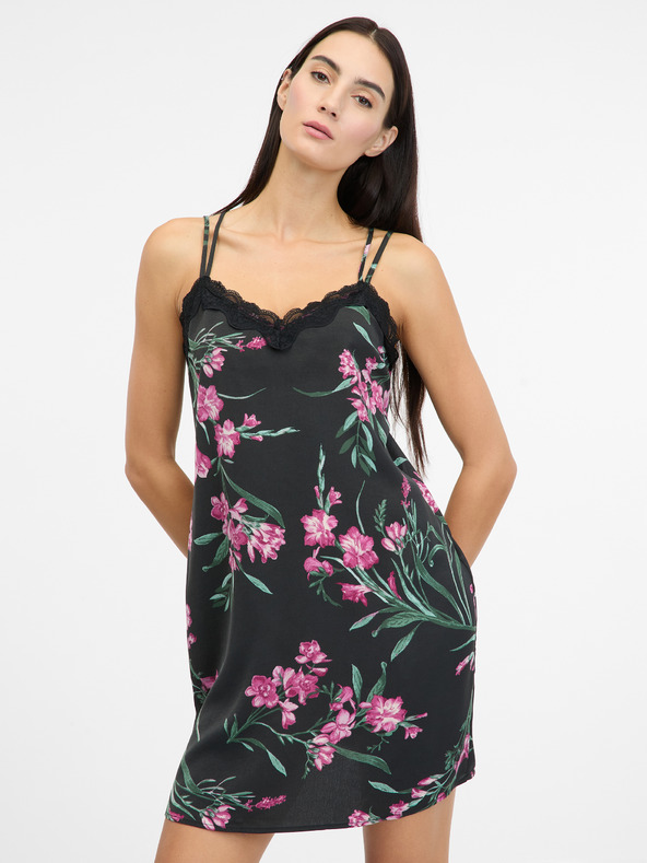 Orsay Черна дамска нощница от сатен ORSAY