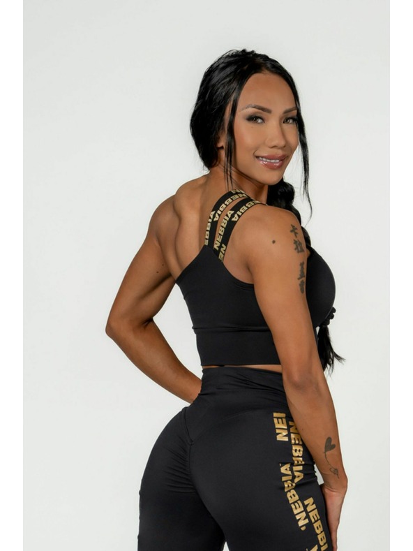 Nebbia NEBBIA Дамски спортен сутиен с висока поддръжка INTENSE Asymmetric 841 Gold Nebbia