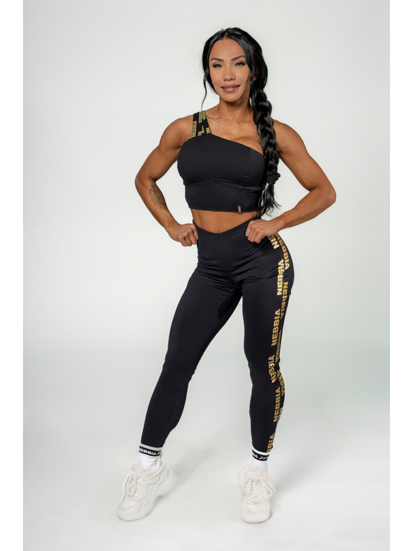 Nebbia NEBBIA Дамски спортен сутиен с висока поддръжка INTENSE Asymmetric 841 Gold Nebbia