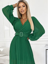 numoco 414-3 KLARA набрана рокля с колан и деколте - зелена