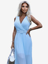 numoco Плисирана рокля с широк колан и деколте - светлосиня Numoco