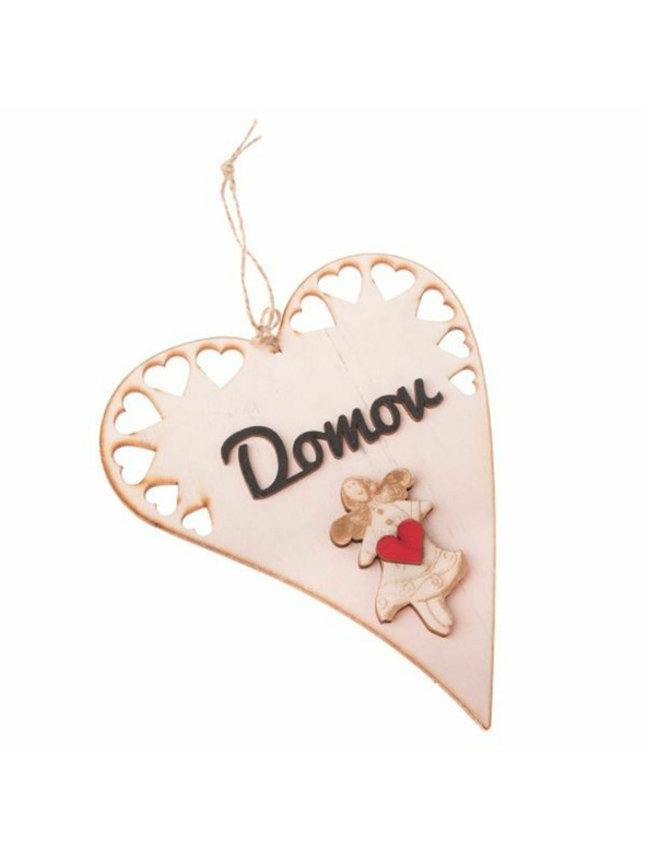 Casa de Engel Дървено висящо сърце с надпис (CZ), 0/50