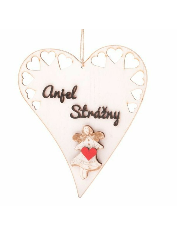 Casa de Engel Дървено висящо сърце с надпис (CZ), 0/50
