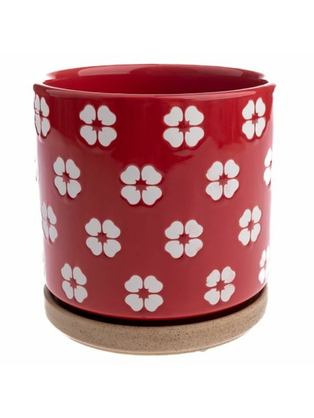 Casa de Engel Керамична саксия с чиния, червена, 0/12