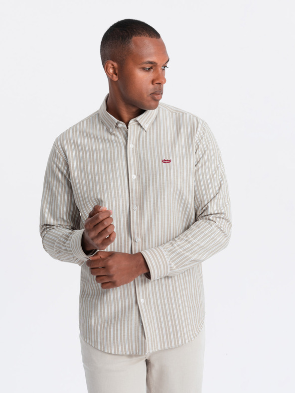 Ombre Clothing Мъжка памучна риза REGULAR FIT с фини райета Ombre Clothing