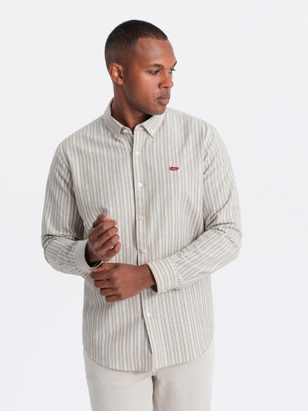 Ombre Clothing Мъжка памучна риза REGULAR FIT с фини райета Ombre Clothing