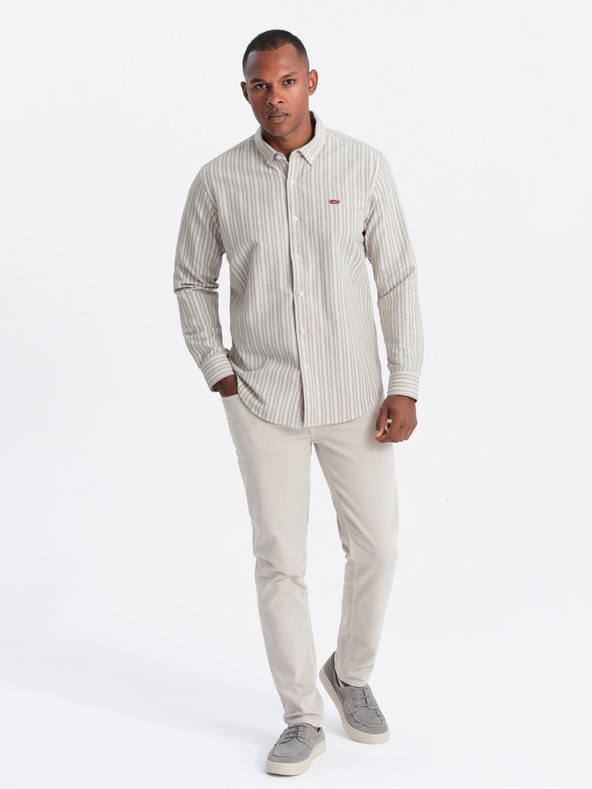 Ombre Clothing Мъжка памучна риза REGULAR FIT с фини райета Ombre Clothing