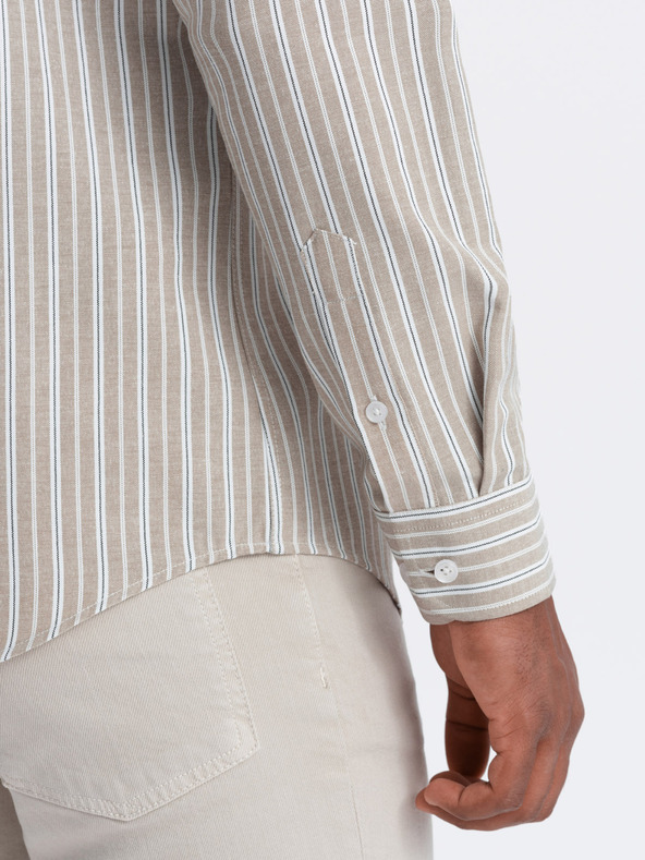 Ombre Clothing Мъжка памучна риза REGULAR FIT с фини райета Ombre Clothing