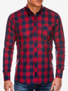 Ombre Clothing Мъжка карирана риза с дълъг ръкав K282 - червена/тъмносиня
