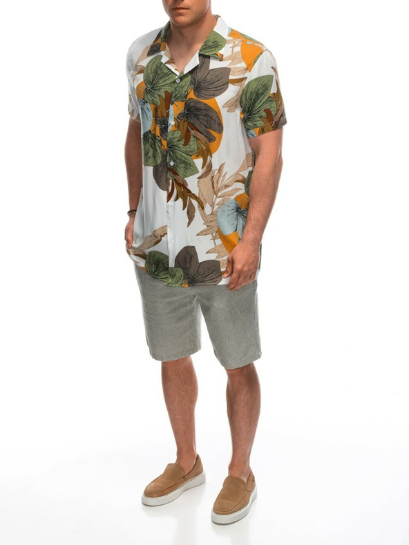 Ombre Clothing Мъжка вискозна шарена тениска с къс ръкав OM-SHPS-0113 Ombre Clothing бяла