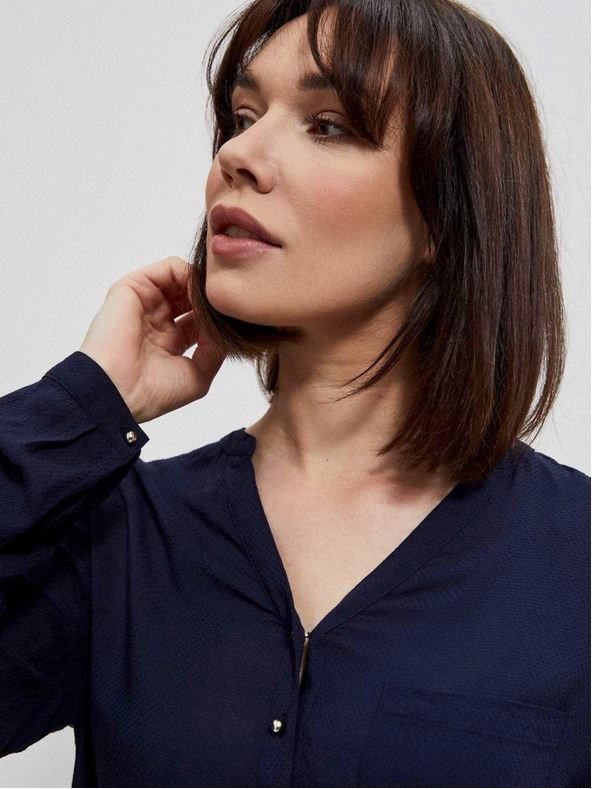 Moodo Тъмно синя дамска риза Moodo