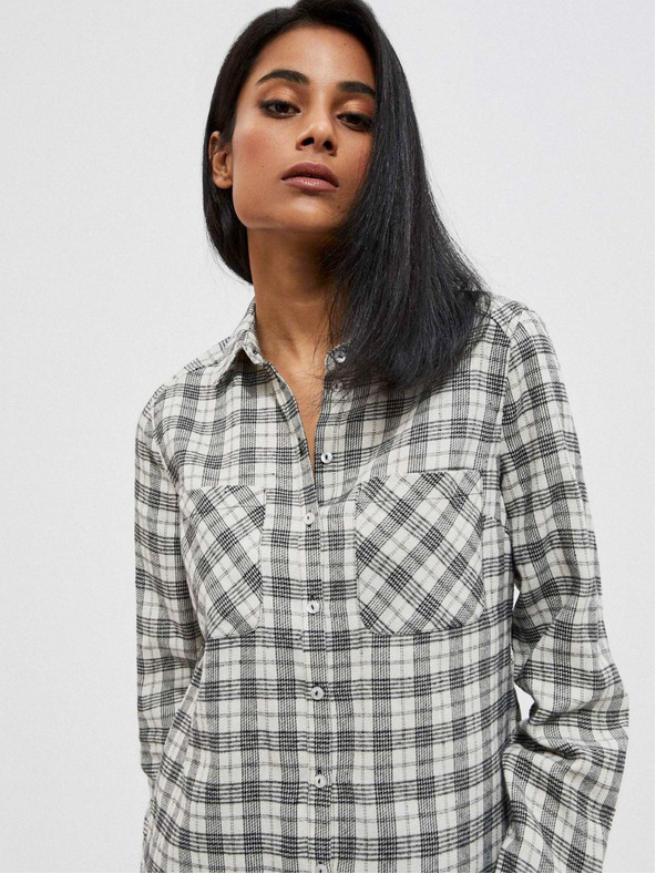 Moodo Черно-бяла дамска карирана риза Moodo