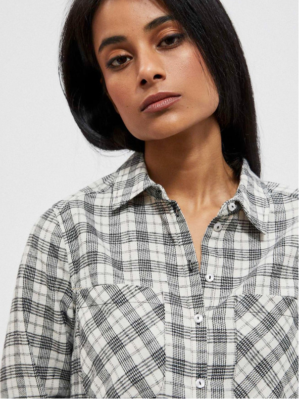 Moodo Черно-бяла дамска карирана риза Moodo