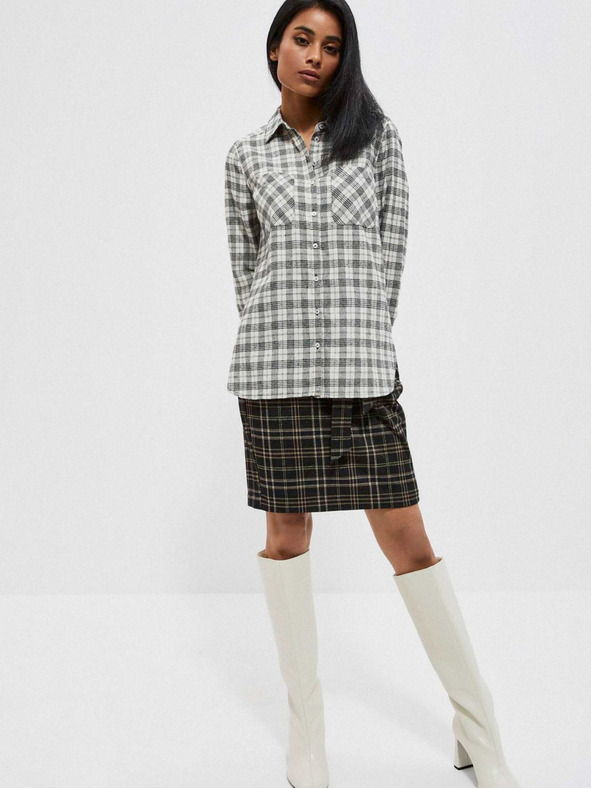 Moodo Черно-бяла дамска карирана риза Moodo