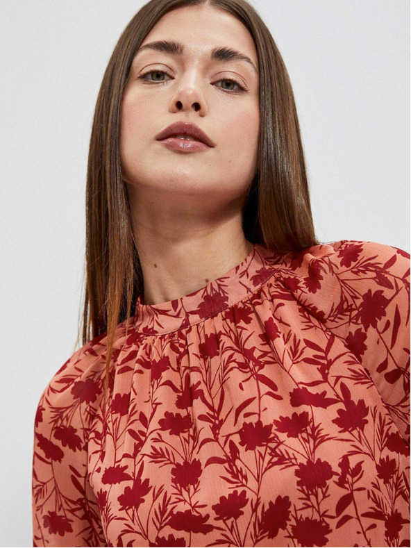 Moodo Виненооранжева дамска блуза с цветя Moodo