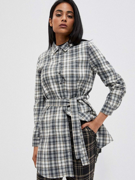 Moodo Бяла и сива дамска карирана риза Moodo