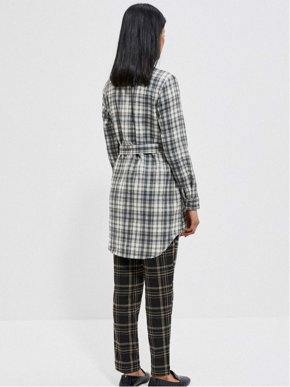 Moodo Бяла и сива дамска карирана риза Moodo