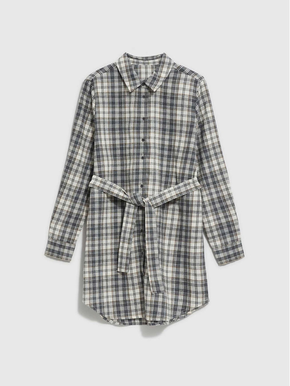 Moodo Бяла и сива дамска карирана риза Moodo