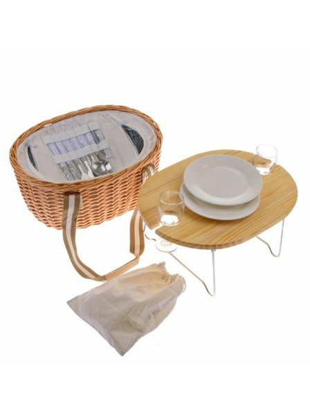 Casa de Engel Плетена кошница за пикник с фиксиран капак/стойка за 2 лица, с термобокс, 0/2