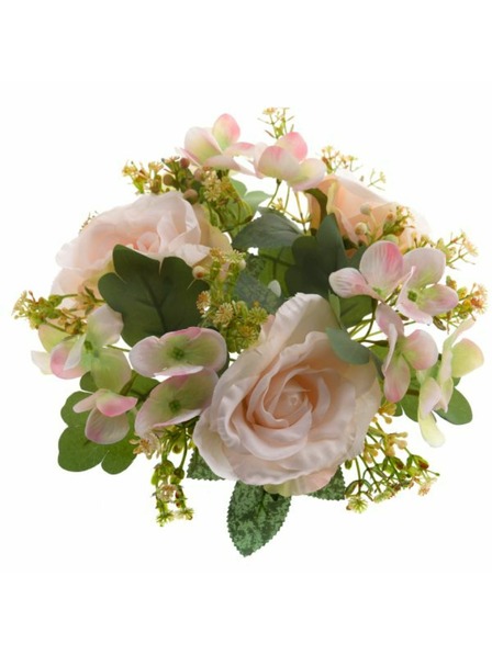 Casa de Engel Изкуствен венец - рози и хортензия, кремав, 24/120