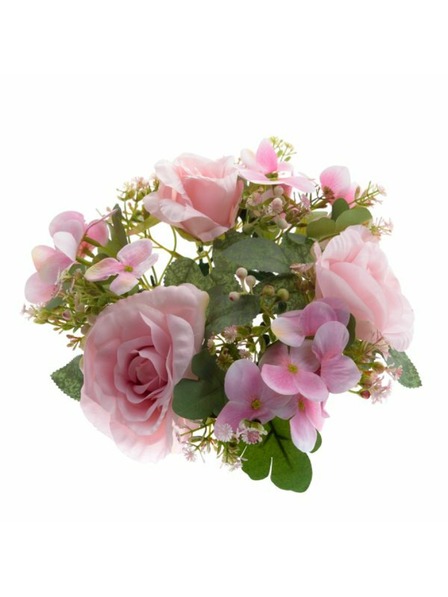 Casa de Engel Изкуствен венец - рози и хортензия, светло розов, 24/120