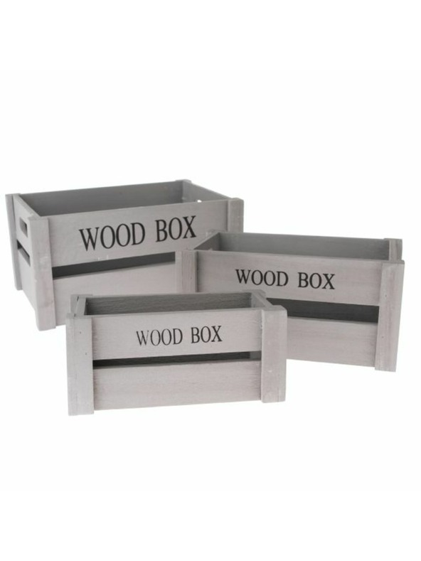 Casa de Engel Дървена щайга - комплект от 3 броя, 0/12