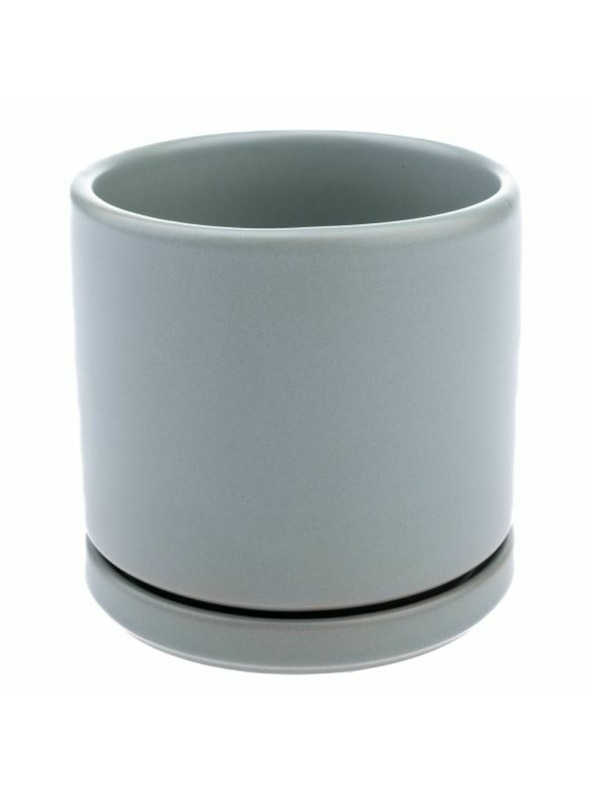 Casa de Engel Керамична саксия с подложка, сива, 0/24