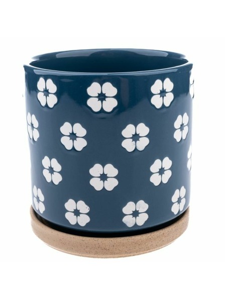 Casa de Engel Керамична саксия с чиния, синя, 0/12