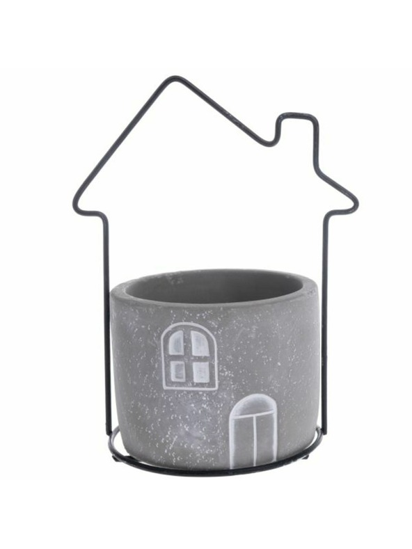 Casa de Engel Бетонов калъф за саксия с метален домик, 0/6