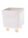 Casa de Engel Керамичен калъф за саксия с дървени крака, бял, 0/8