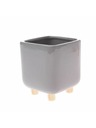 Casa de Engel Керамична кашпа с дървени крака, сива, 0/24