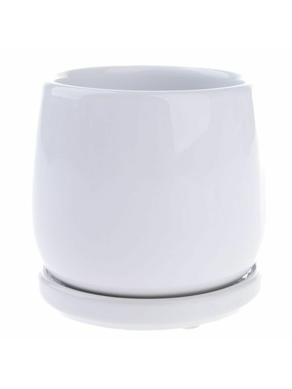 Casa de Engel Керамична саксия с купа, бяла, 0/24