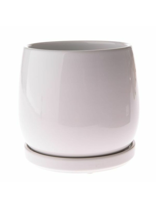 Casa de Engel Керамичен саксиер с подложка, бял, 0/12