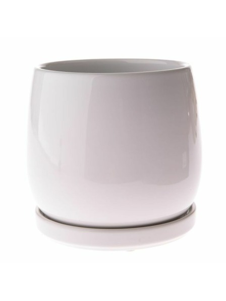 Casa de Engel Керамичен саксиер с подложка, бял, 0/12