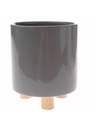 Casa de Engel Керамична саксия с дървени крака, сива, 0/12