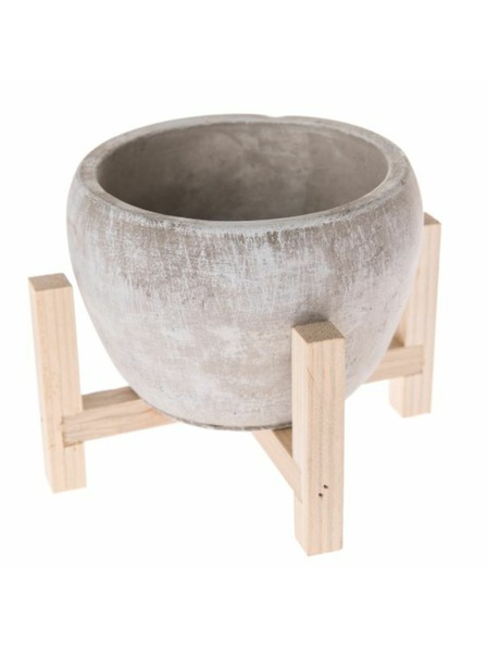 Casa de Engel Бетонов кашпон в дървена стойка, 0/18