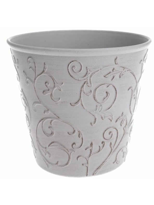 Casa de Engel Кашпо калъф - Еко пластмаса, бял флорален, 0/48