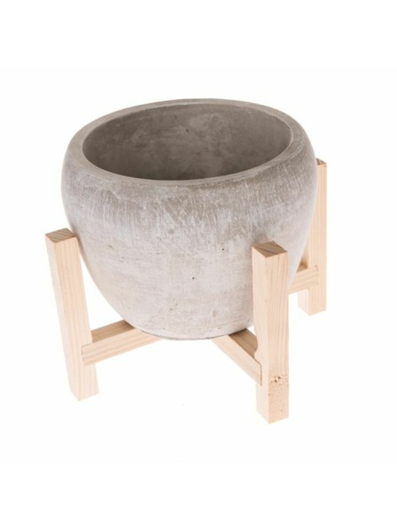 Casa de Engel Бетонов калъф за саксия в дървена стойка, 0/12