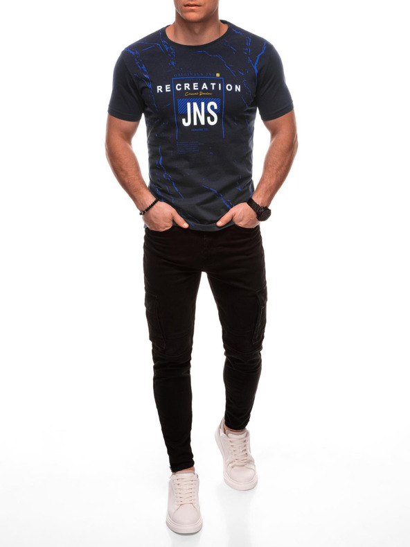 Edoti Мъжка тениска с принт 1982S - тъмносиня OTHER