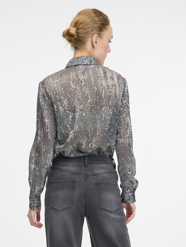 Orsay Сребърна блуза с яка ORSAY