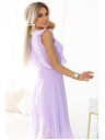 numoco 315-7 EMILY Плисирана рокля с волани и деколте - лилаво