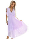 numoco 315-7 EMILY Плисирана рокля с волани и деколте - лилаво