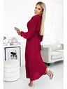 numoco 414-9 KLARA Набрана рокля с колан и деколте - Винено червено