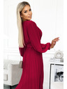 numoco 414-9 KLARA Набрана рокля с колан и деколте - Винено червено
